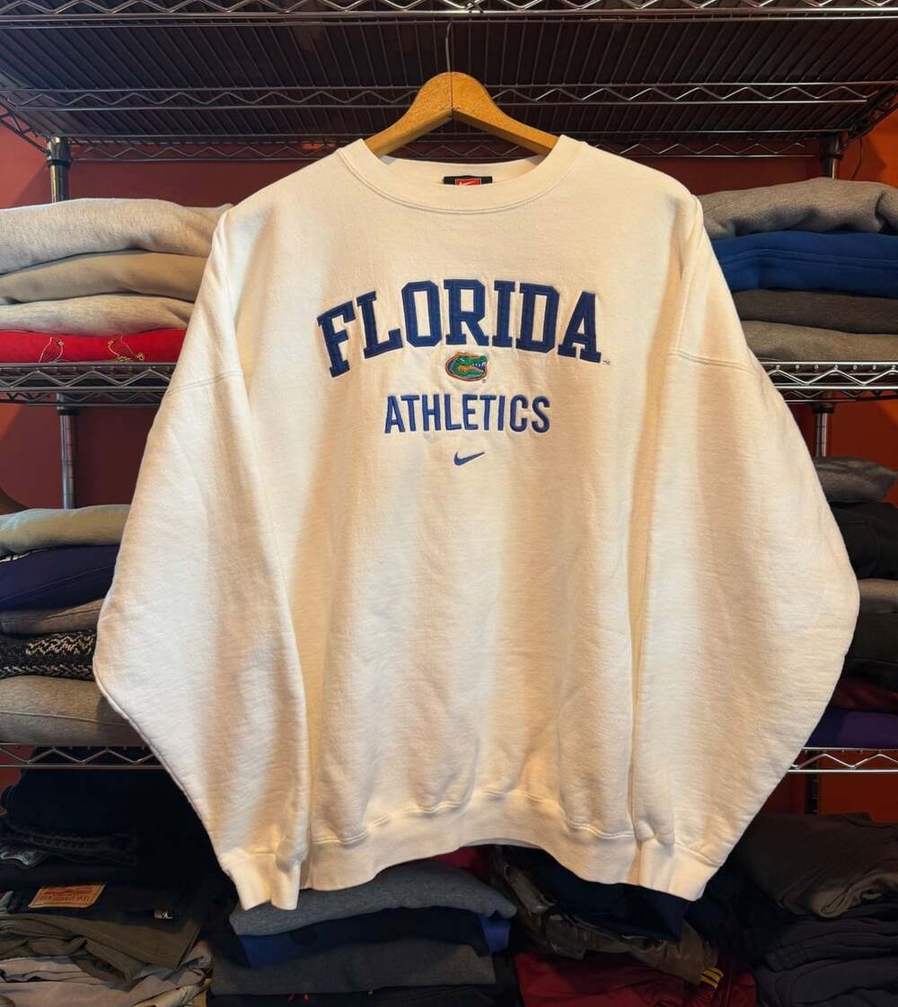 Vintage 90s Nike Team Florida Gators Center Swoosh Crewneck White XL